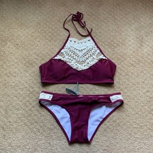Cheeky Gal Maroon 2 piece swim